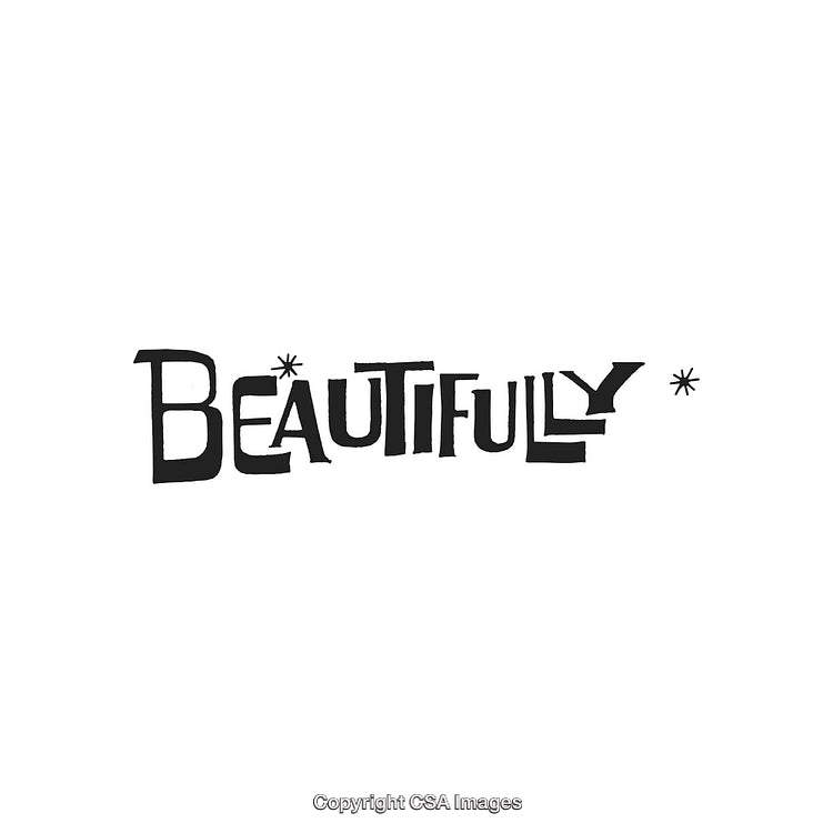 Stylized Hand-Drawn Lettering of 'Beautifully' in Black on White Background