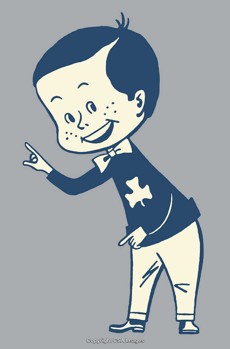 Vintage Illustration of a Smiling Child in Retro Graphic Style