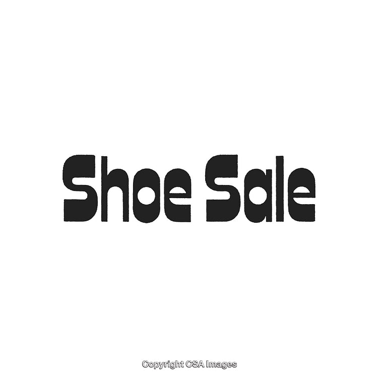 Stylized Typography Advertising Shoe Sale Event on a White Background