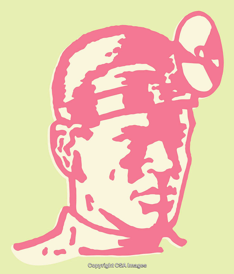 Colorful Line Art Illustration of a Medical Professional with Head Mirror
