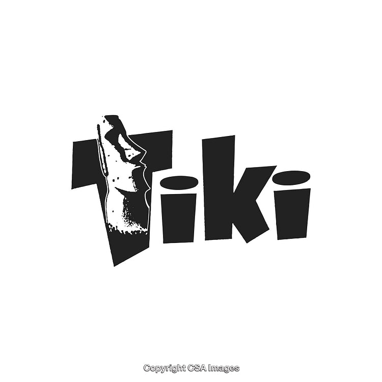 Stylized Tiki Logo Featuring a Tribal Design and Bold Typography