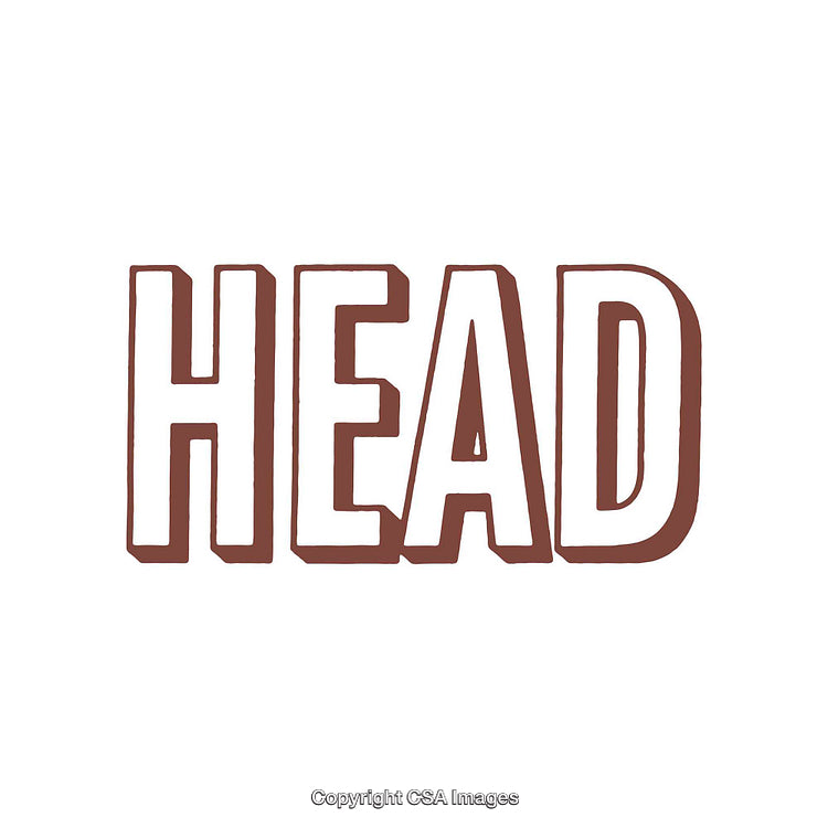 Bold Text Design Featuring the Word Head in Brown on White Background