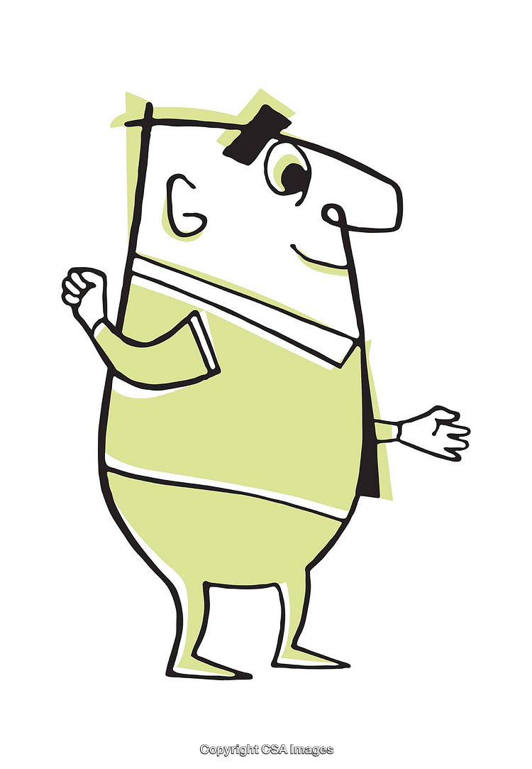 Colorful Abstract Cartoon Illustration of a Character in Green