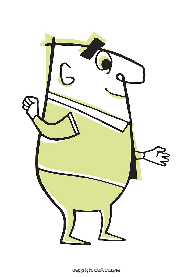 Colorful Abstract Cartoon Illustration of a Character in Green