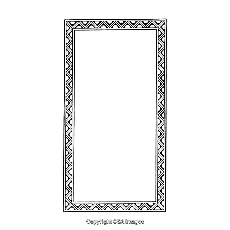 Black and White Ornamental Border With Intricate Geometric Patterns