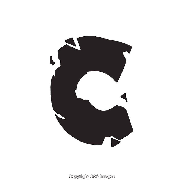 Stylized Fragmented Black Letter C On a White Background