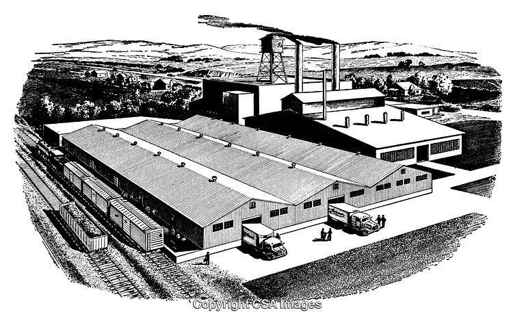 Industrial Factory Infrastructure and Transportation in a Rural Landscape