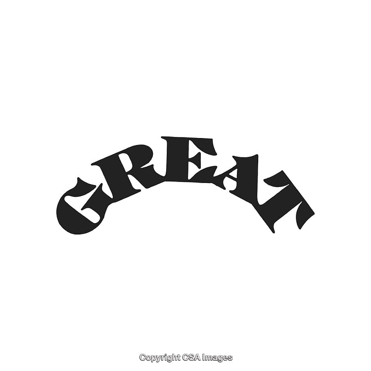 Arched Text Design with the Word 'GREAT' in Bold Black Lettering