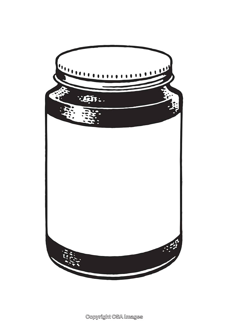 Detailed Black and White Illustration of a Glass Jar