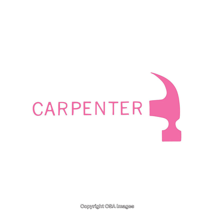 Minimalistic Pink Hammer Icon with Carpenter Typography Logo Design