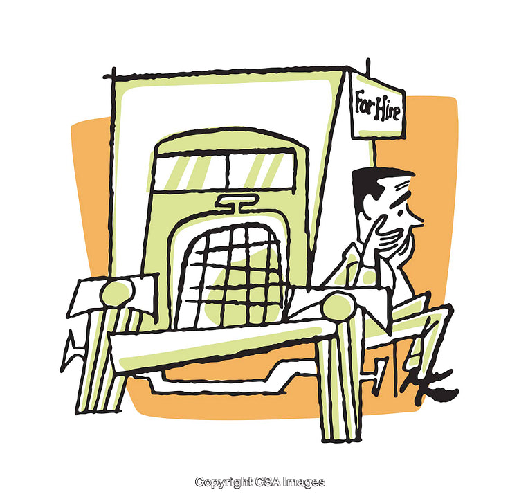 Thoughtful Man Sitting Next to Seemingly Unused Business Truck Illustration