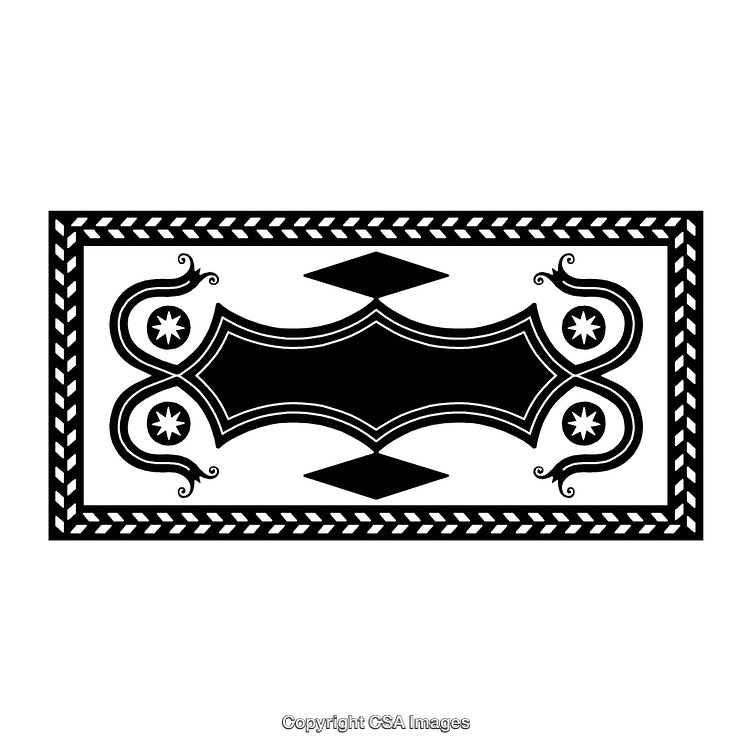 Elegant Black and White Ornamental Border Design with Star Patterns