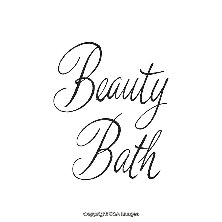 Elegant Calligraphy Text of Beauty Bath in Script Font on White Background