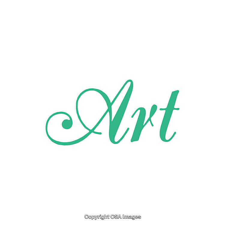 Elegant Typography of the Word Art in Green Ink on a White Background