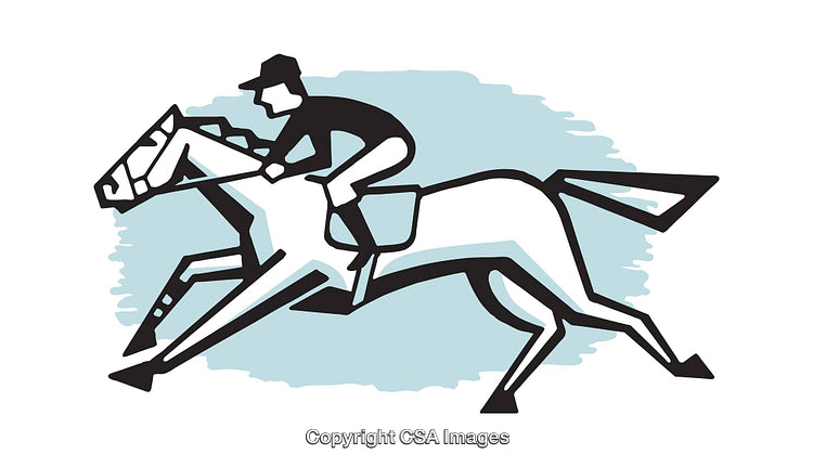 Stylized Illustration of a Jockey Riding a Horse in Motion