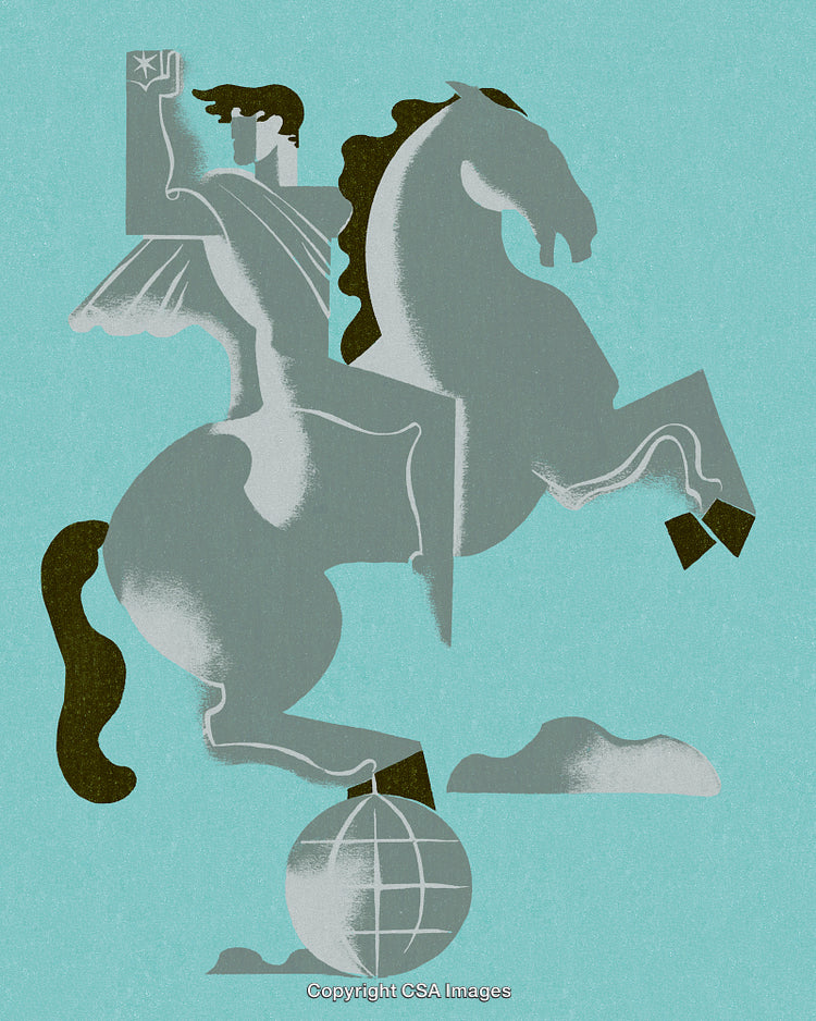 Abstract Illustration of Horse and Rider in Modern Geometric Style
