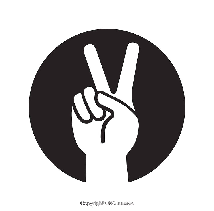 Black And White Peace Hand Gesture Symbol Illustration