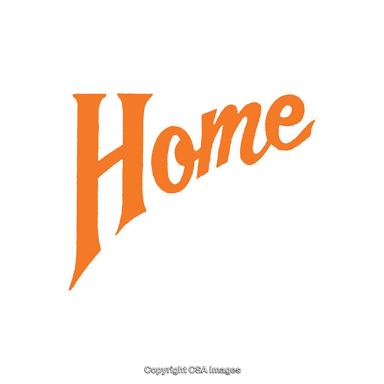 Stylized Orange Word 'Home' Isolated on White Background