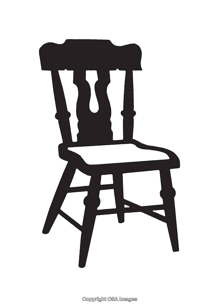 Silhouette Illustration of a Classic Wooden Chair in Black and White