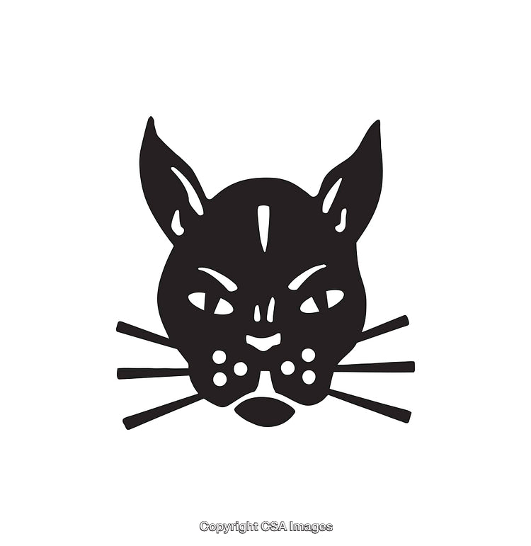 Black and White Cat Head Line Art Illustration with Minimalist Design
