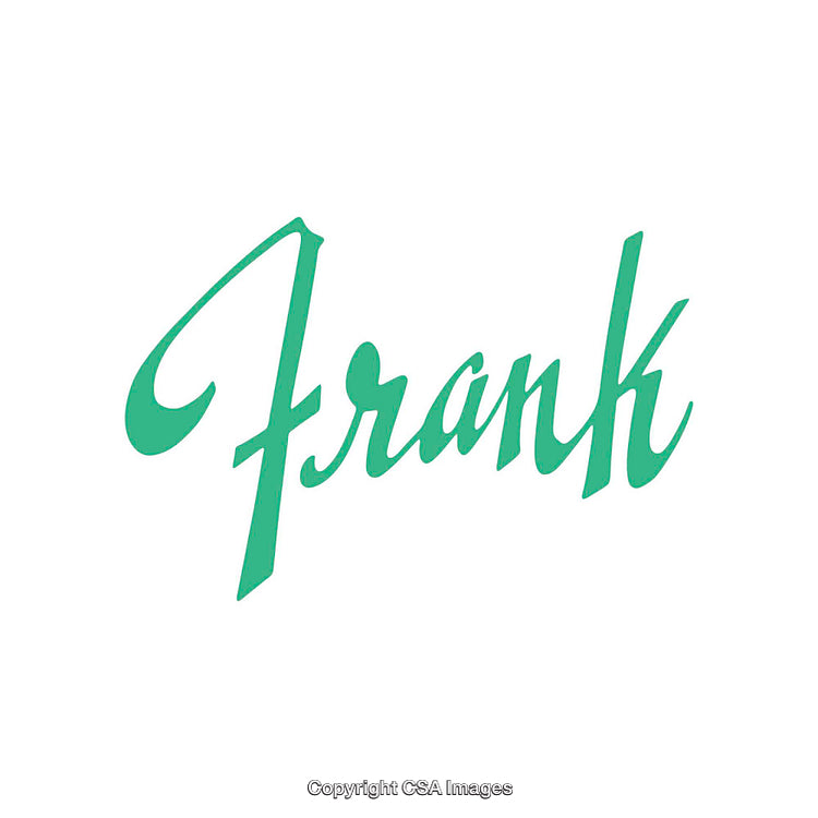 Green Calligraphic Text Illustration Featuring the Name Frank on Clean White Background