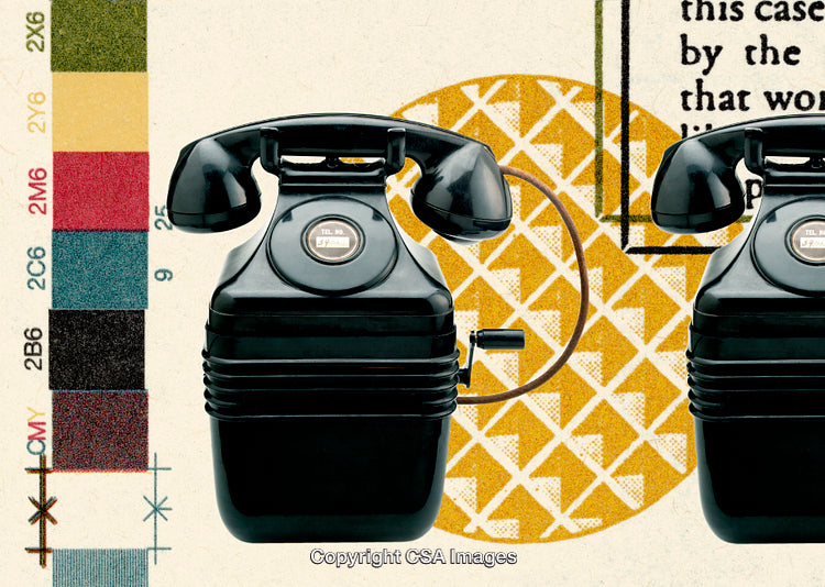 Retro Telephones on Textured Artistic Background