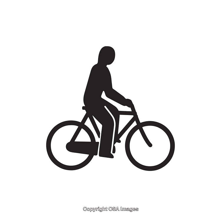 Silhouette Icon of a Person Riding a Bicycle in Profile View