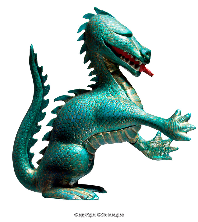 Green Dragon Figurine with Intricate Details in a Playful Pose
