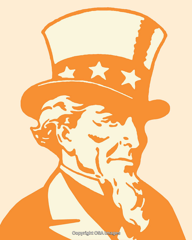 Patriotic Illustration of Historical Figure in Bold Minimalist Line Art