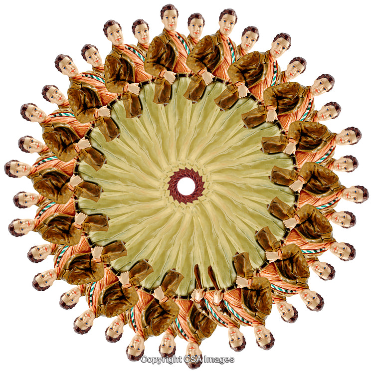 Colorful Mandala of Arranged Plastic Figures in Circular Symmetry Design