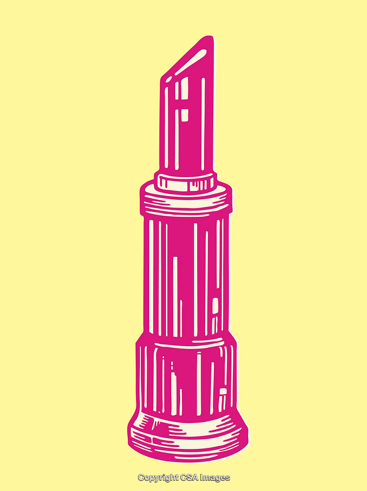 Pink Lipstick Illustration on a Yellow Background for Beauty Concepts
