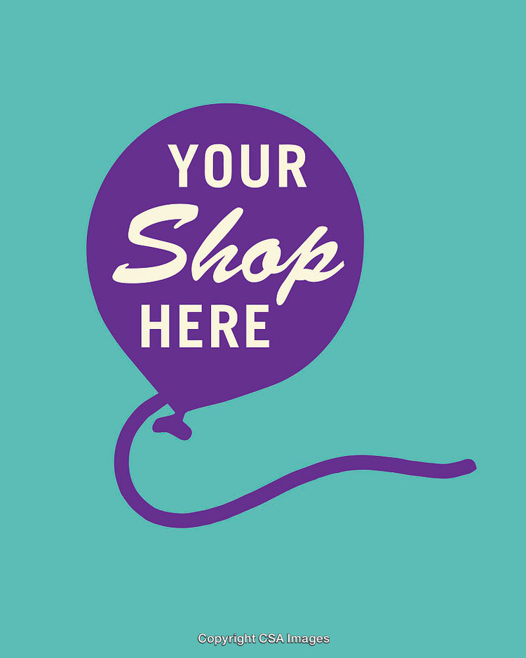 Purple Balloon Advertisement Illustration with Customizable Shop Text