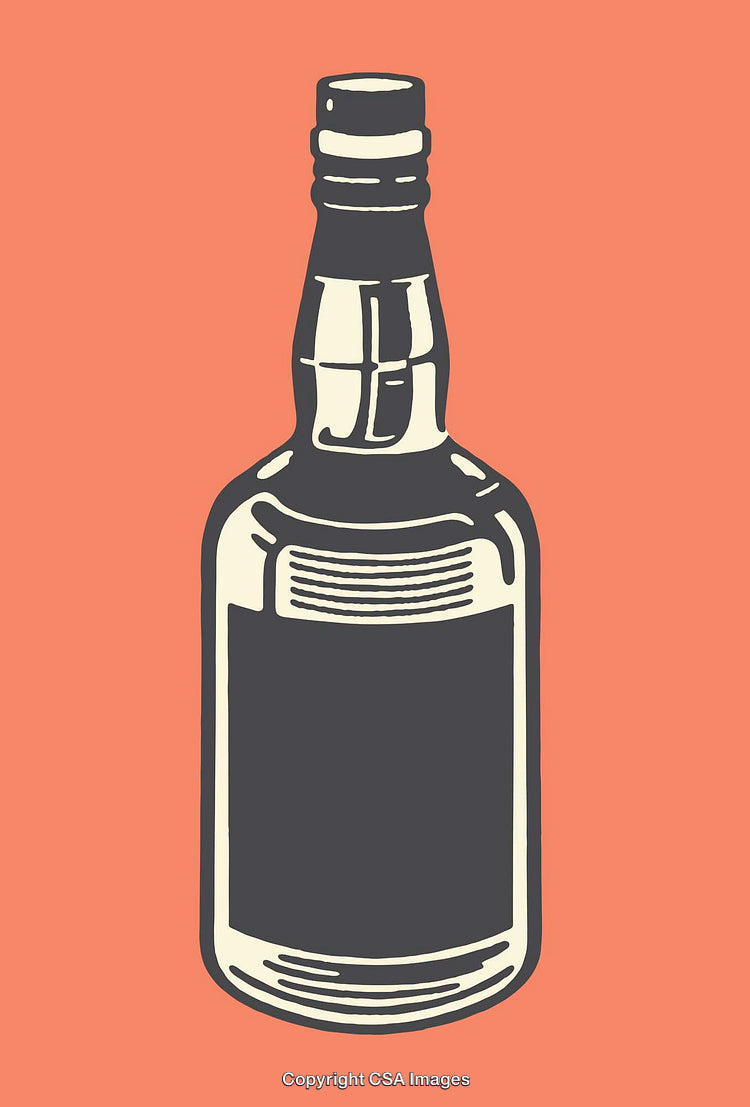 Colorful Line Art Illustration of a Bottle on Orange Background