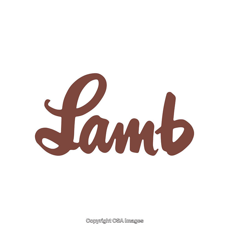 Stylized Calligraphic Lamb Text in Brown on White Background