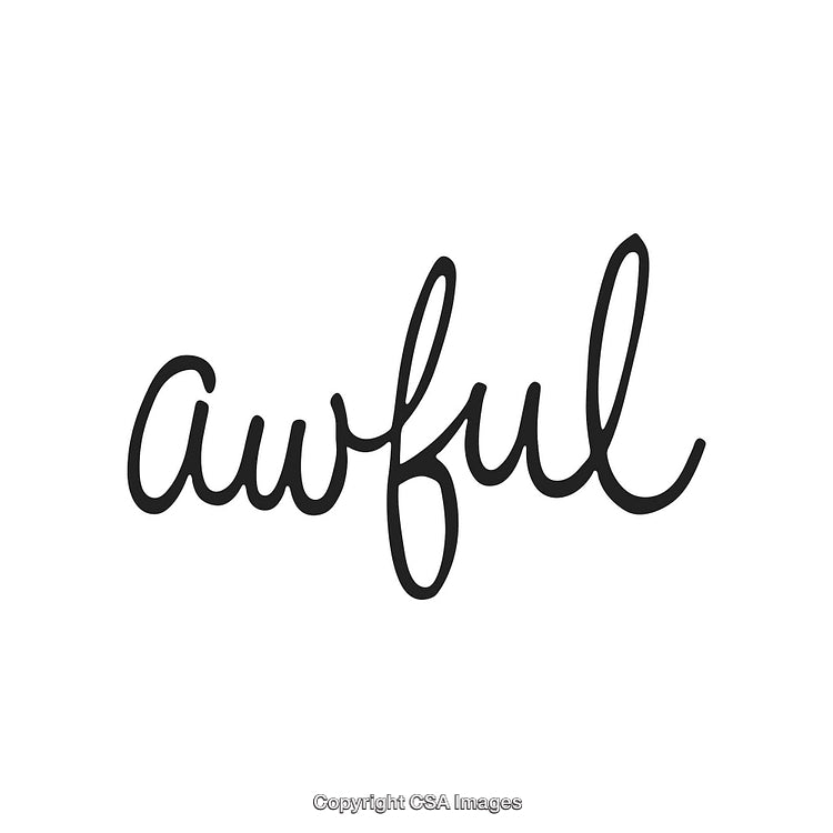 Handwritten Word 'Awful' with Stylish Black Script on White Background