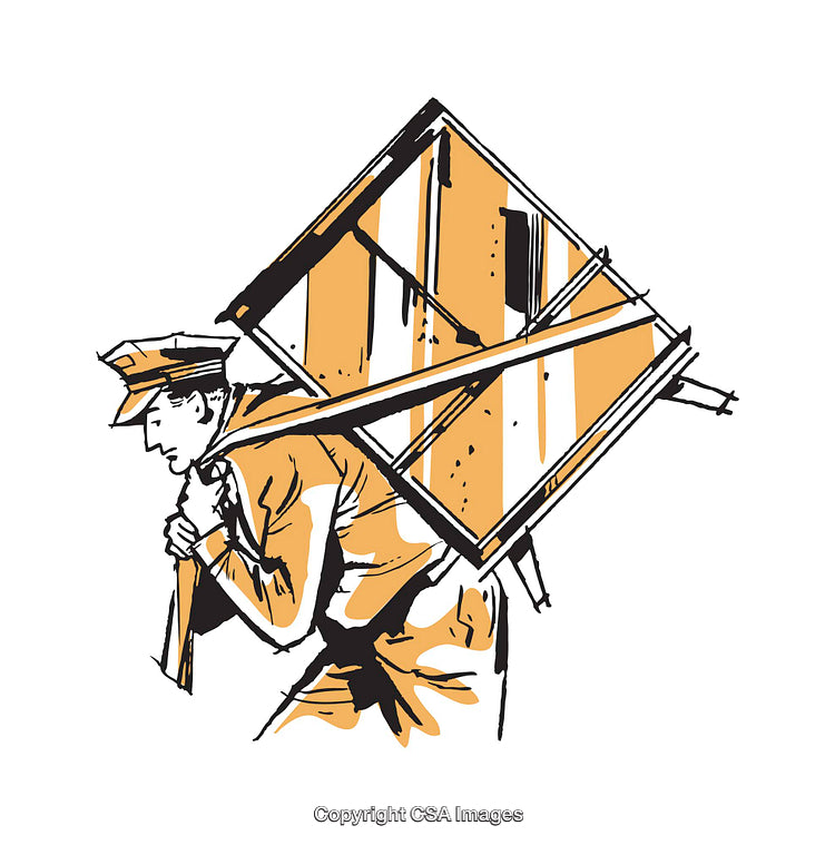 Illustration of Worker Character Carrying Heavy Load with Determination