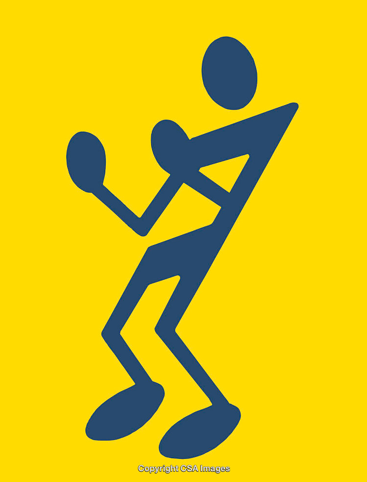 Minimalist Illustration of a Dancing Stick Figure on Yellow Background