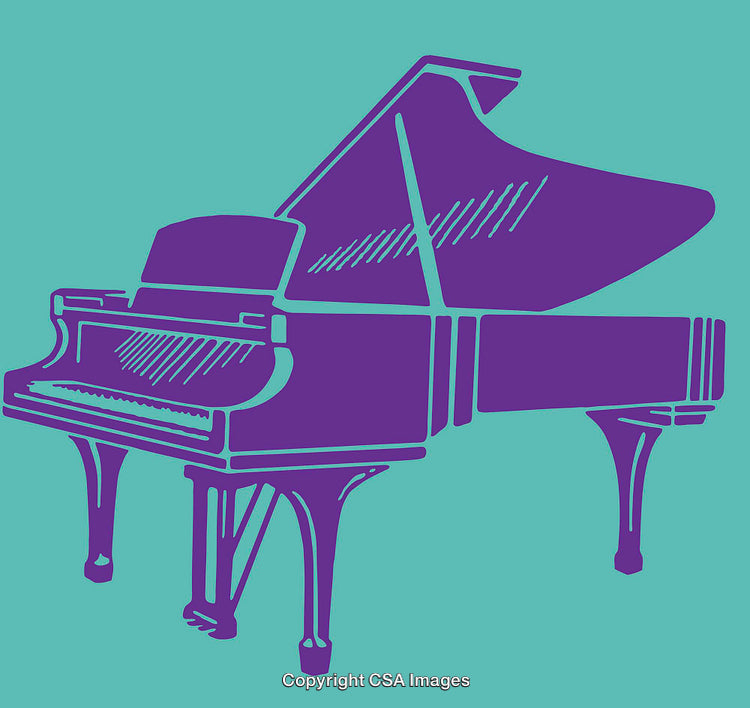 Purple Grand Piano Illustration on a Blue Background