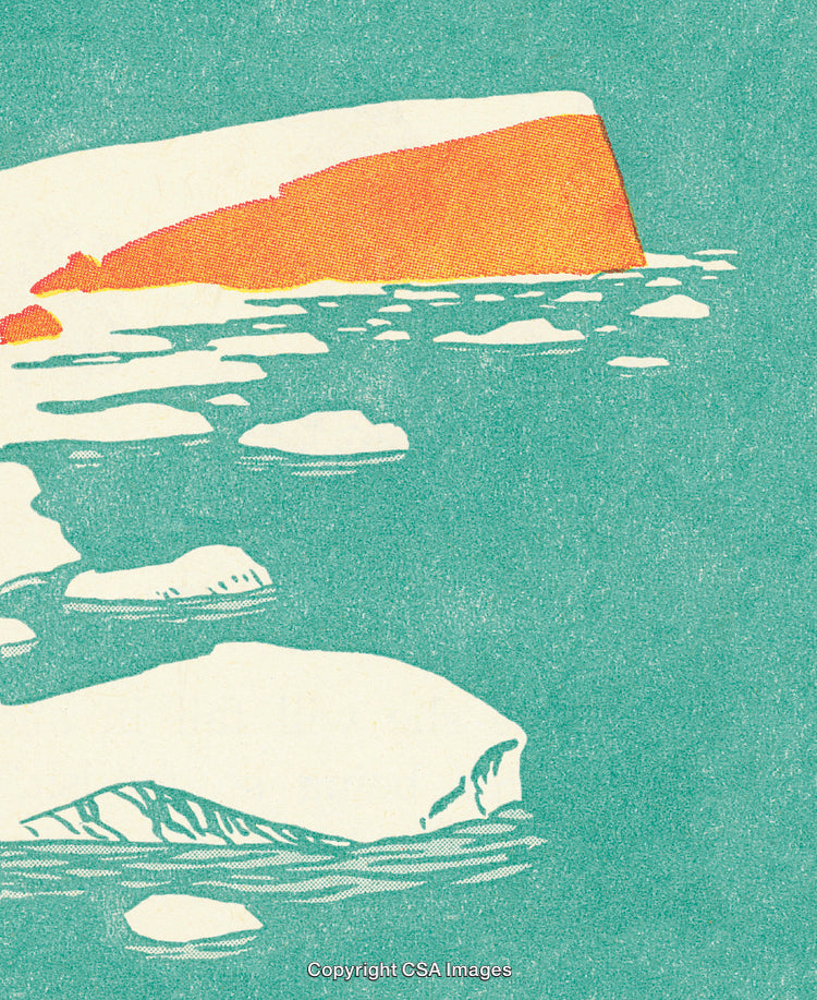 Abstract Arctic Scene with Icebergs and Polar Landscape Illustration