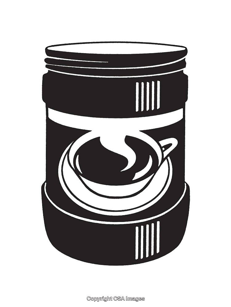 Monochrome Line Art of a Coffee Cup Inside a Jar Illustration