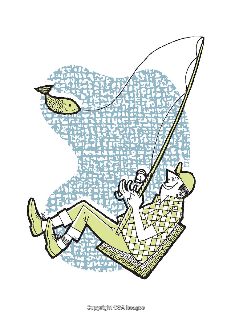 Illustration of a Person Fishing in a Relaxed Sitting Pose