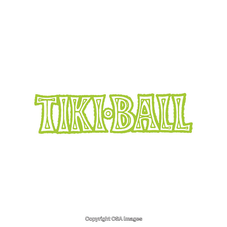 Playful Lime Green Tiki-Ball Typography on White Background