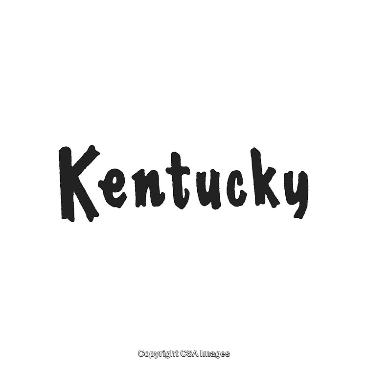 Handwritten Black Text Depicting 'Kentucky' on a White Background