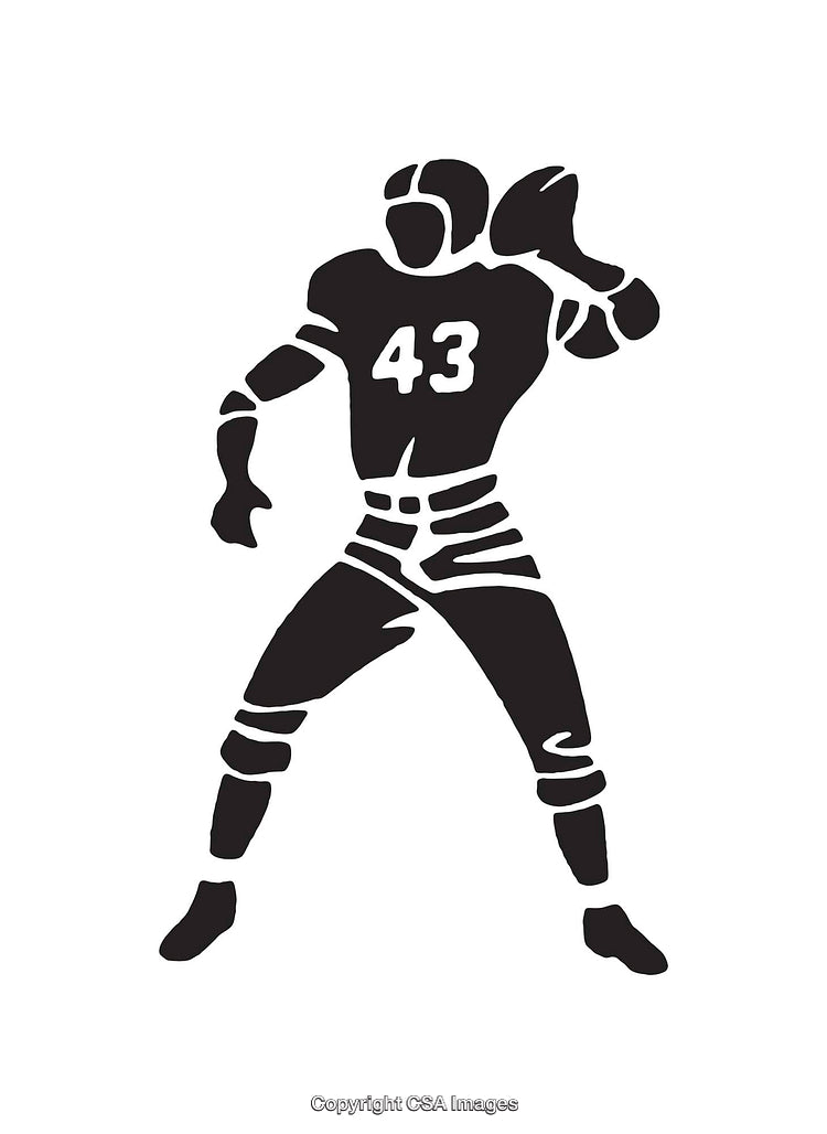 Black And White Line Art Illustration of a Football Player Throwing