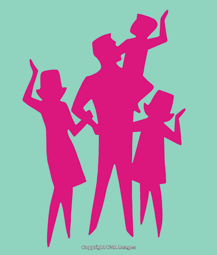 Bright Silhouette Art of a Family in Playful Moment
