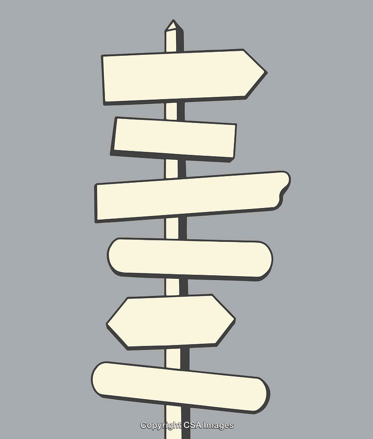 Minimalistic Illustration of a Directional Signpost with Empty Arrows