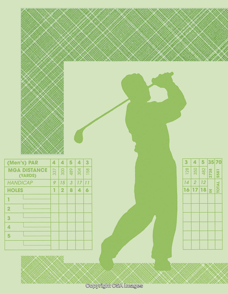 Silhouette of a Golfer on a Green Background