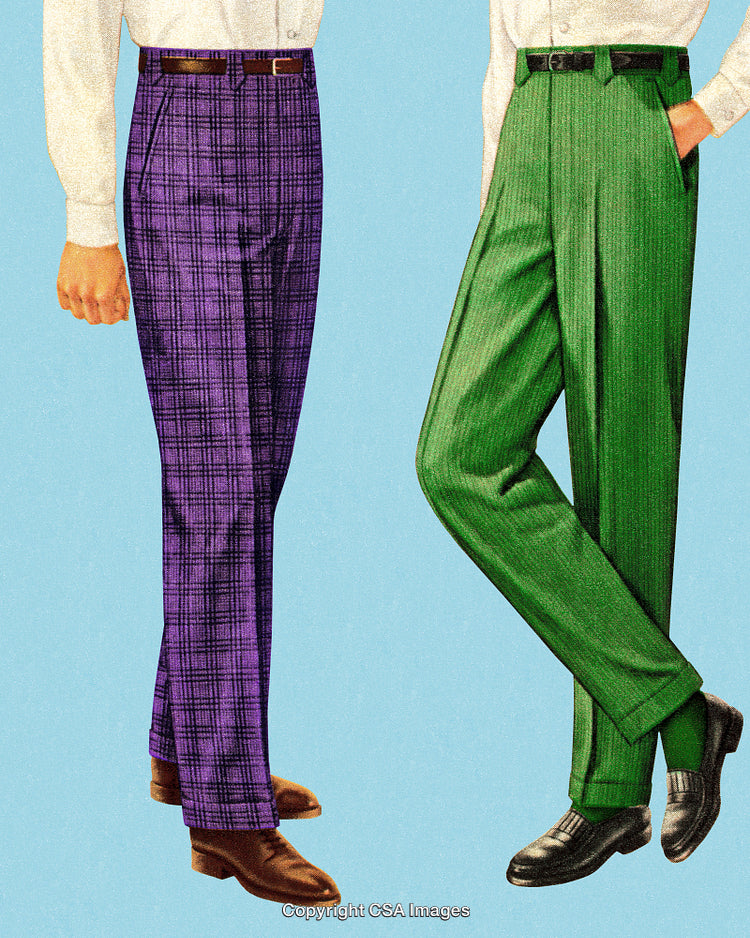 Vintage Style Men’s Pants in Plaid and Striped Patterns with Retro Aesthetic
