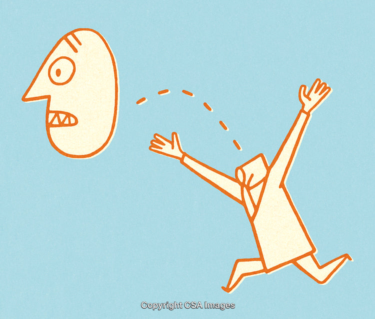 Abstract Illustration of Man Losing His Head in Quirky Style Artwork