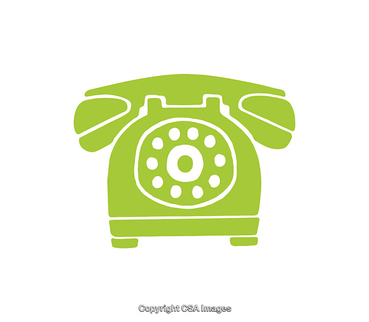 Green Retro Style Telephone Icon on White Background